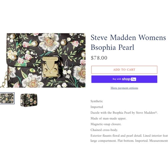 STEVE MADDEN Purse BSOPHIA $78 Flowers Pearl Beaded Handbag Multicolor NWOT - Picture 16 of 16